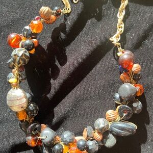 Original One of a Kind Crocheted Beaded Necklace.  A statement pice for sure.